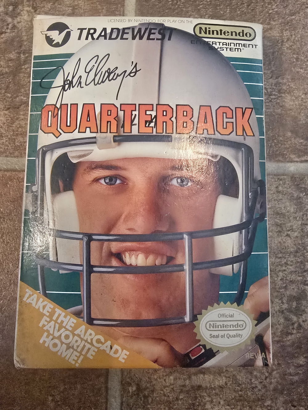 John Elway's Quarterback NES Game Box - White Helmet Cover Art